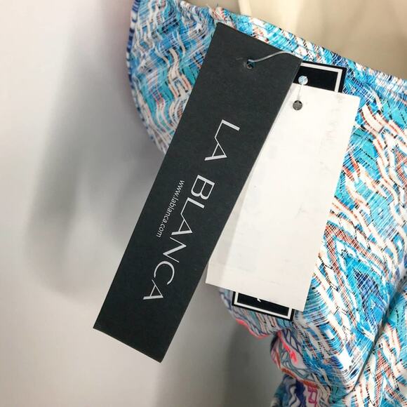 La Blanca NWT One-Piece Swimsuit Embroidered Milano Low Cut Plunge Size 14 - Picture 10 of 12